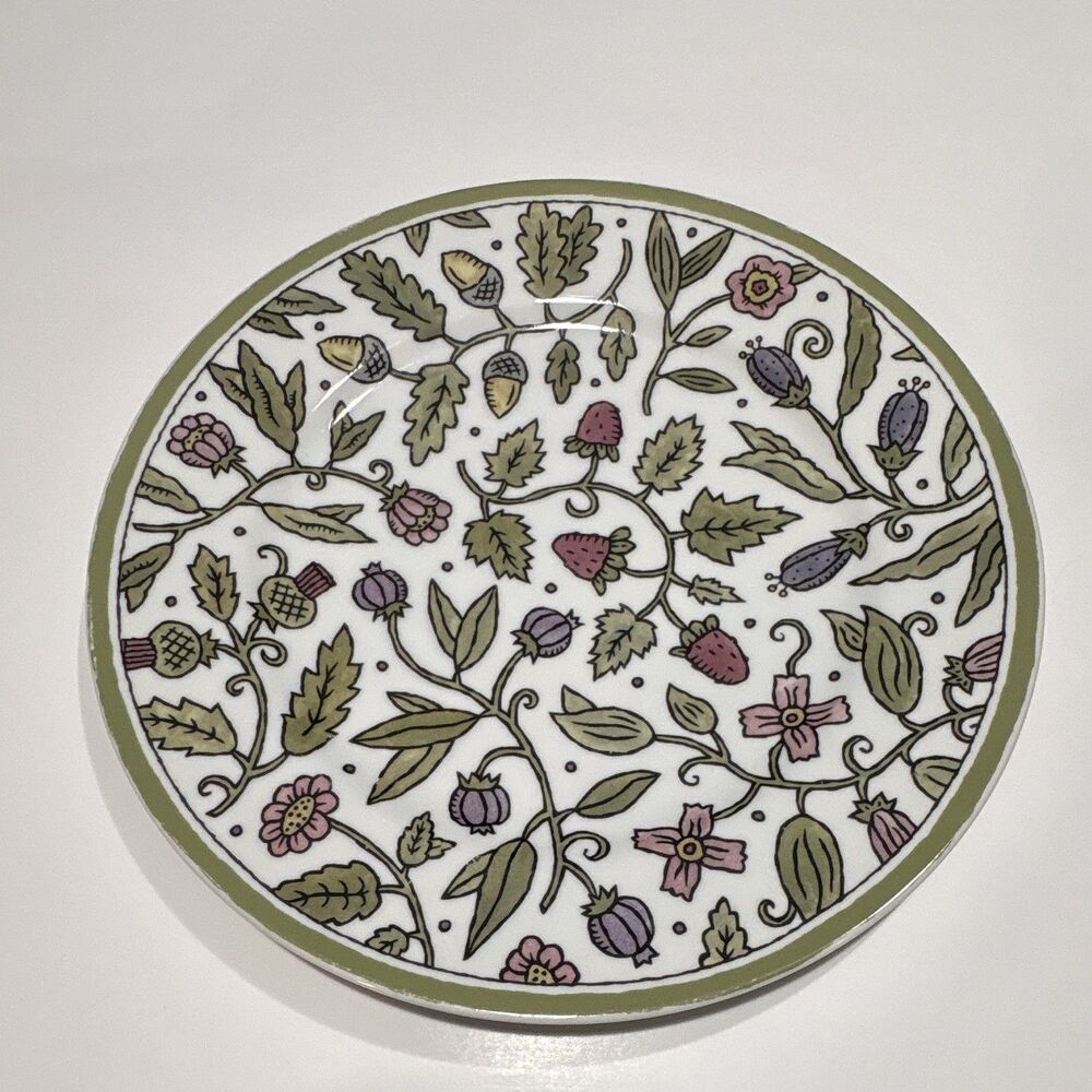 Andrea by Sadek Decorative Ceramic Plate Birds Trees Flowers Bees Cottagecore